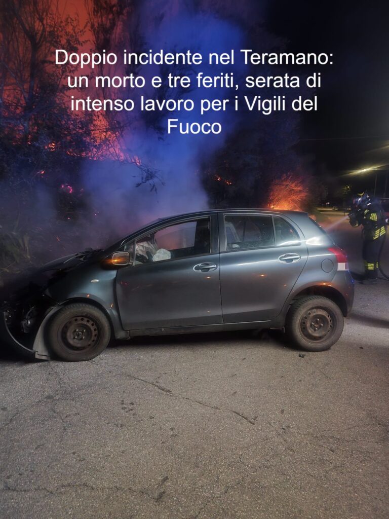 Vigili del Fuoco intervengono sull'incidente stradale sulla SP8 a Civitella del Tronto